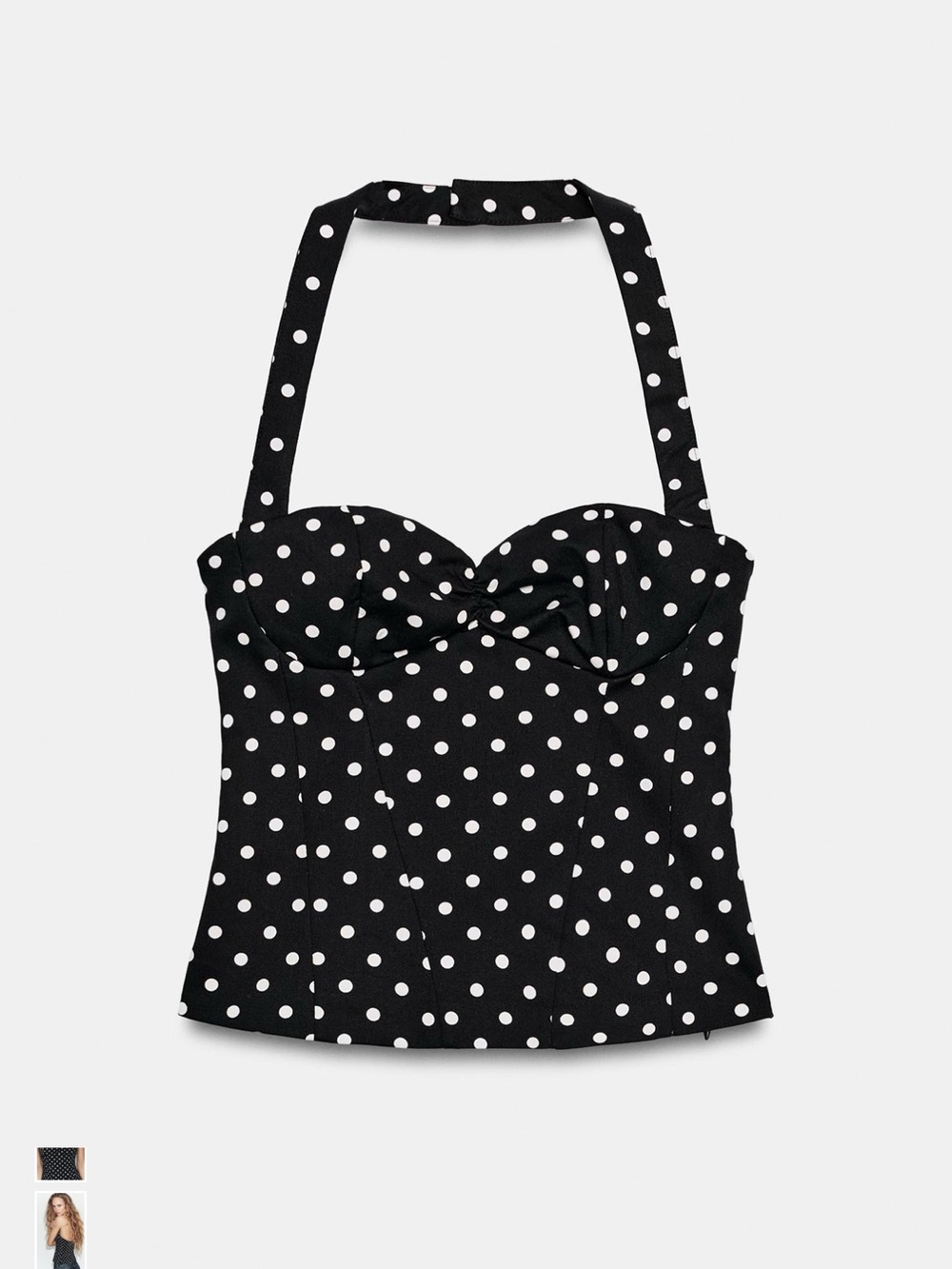 NWT Zara Black and White Polka Dot Halter Bustier Top